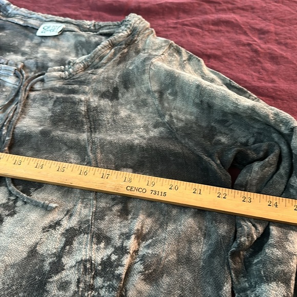 Oh My Gauze L XL Black and Gray tie-dyed Asymmetrical Tunic pockets cotton - Picture 5 of 11